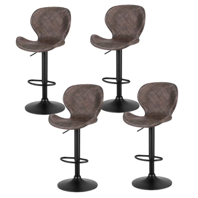 Artiss 4x Bar Stools Kitchen Swivel Gas Lift Counter Chair Wing PE Rattan Brown main image 1