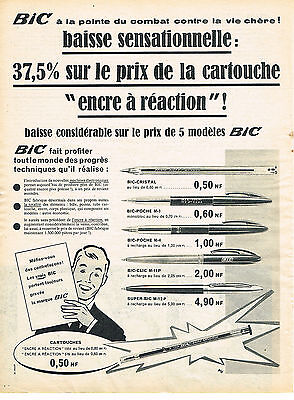PUBLICITE ADVERTISING  1960   BIC   stylo à pointe