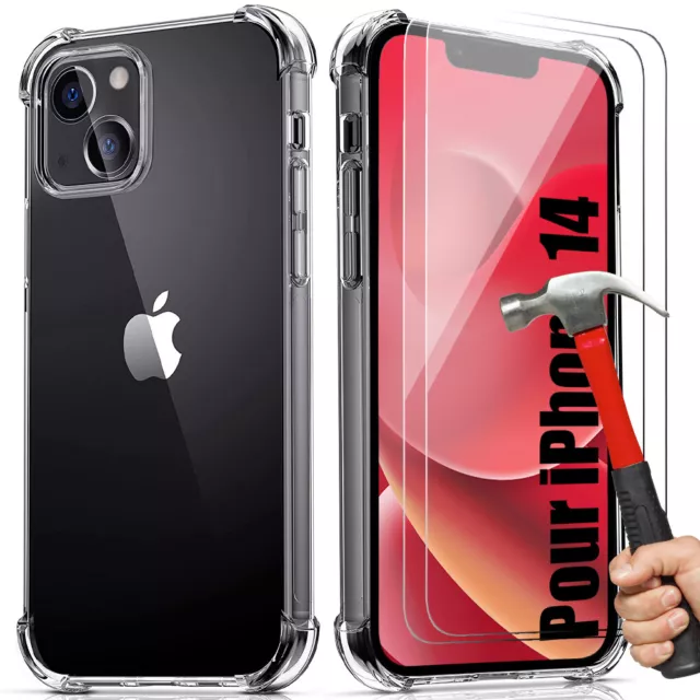 Coque Antichoc +Verre Trempé pour iPhone 14 13 Pro 12 11 Pro XR Vitre Protection