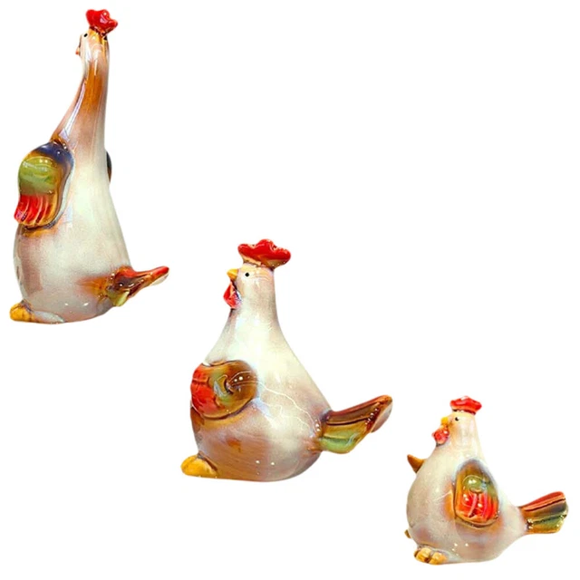 3pcs statue di gallo ceramica di Pasqua statue di pollo decorazioni giardino
