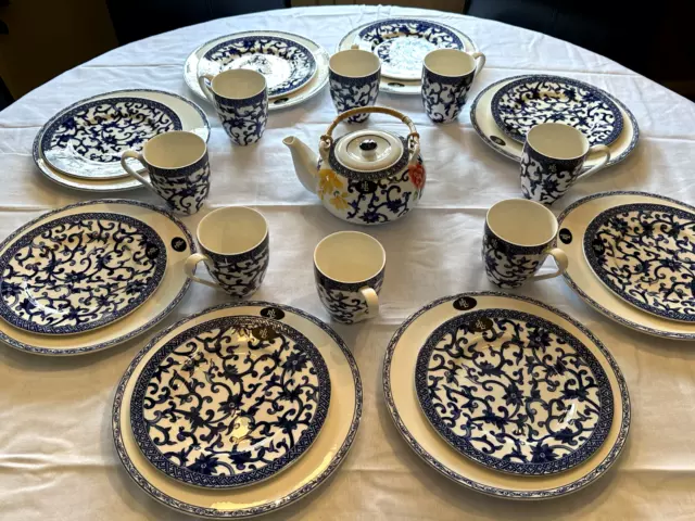 Mandarin Blue Dining Set by Ralph Lauren China (4 place settings)