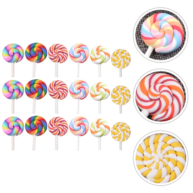 35 Pcs Simulation Lollipop Polymer Clay Child Candy Embellishments Ornament
