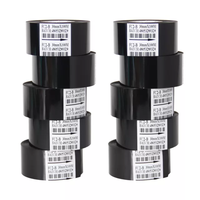 10 Rolls 30mm x 100m Black Thermal Transfer Ribbon Resin for Coder Printer Ma...