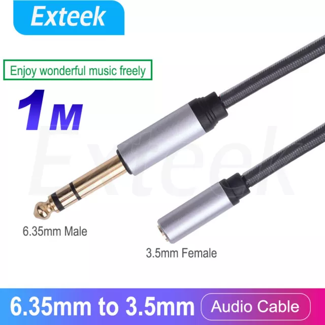 3.5mm Socket Female to 6.35mm 1/4-Inch Jack Plug Male Stereo Audio cable 1M