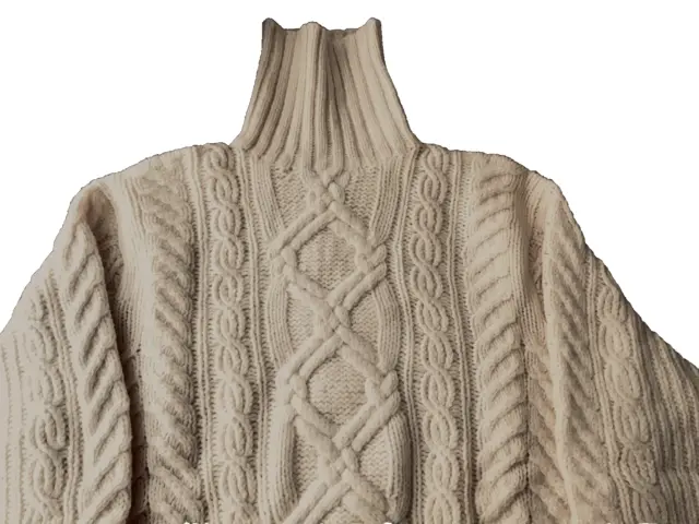 Nwot Ralph Lauren Polo Ivory Cable Hand Knit Men's Wool Turtle Neck Sweater - Xl