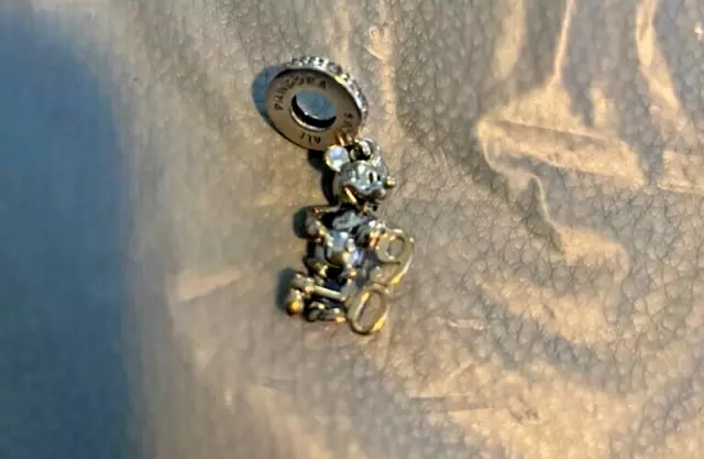 Pandora: Disney Mickey 90th Anniversary Charm W/FAUX Leather Bag