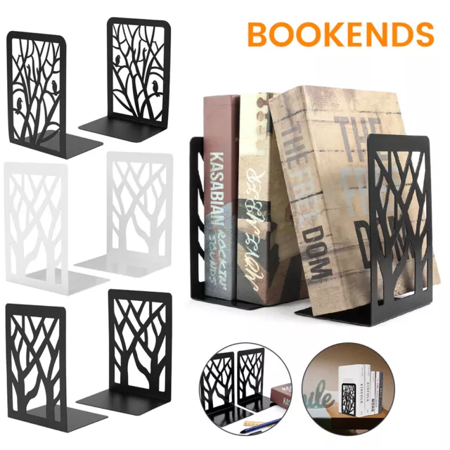 1Pair Heavy Duty Metal Bookends Decorative Book Ends Holder Stationery Supplies-
