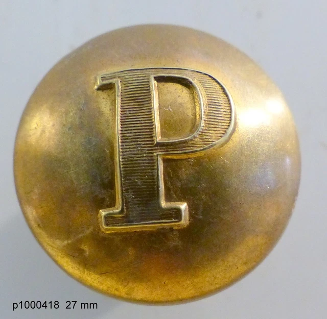 GROS  BOUTON Ancien  Bombé  :   Lettre P  .  LIVREE/UNIFORME    27  mm . TW&W