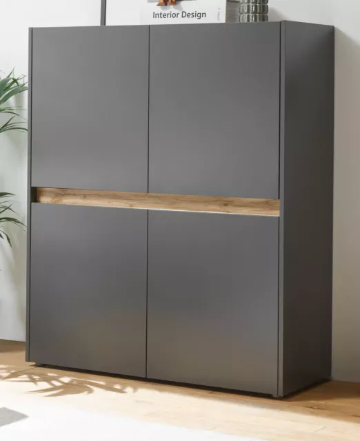 Highboard Aktenschrank Büroschrank grau Wotan Eiche 8 Fächer Büromöbel Center