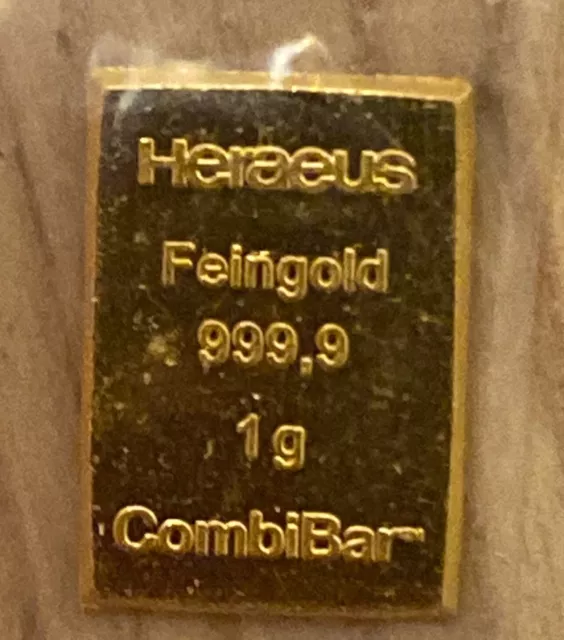 1g 999.9 Fine Gold Bullion Bar