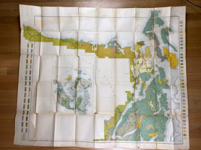 1910 Antique Washington Port Townsend Puget Sound USDA Soil Survey Map 48"x41"