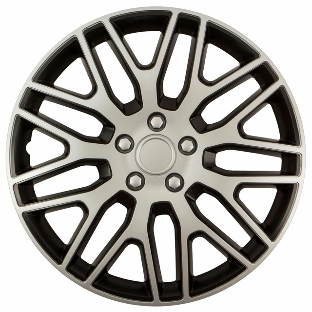 4 pcs SET 16"  WHEEL TRIMS COVERS SILVER - BLACK HUB CAPS 16 INCH DAKAR
