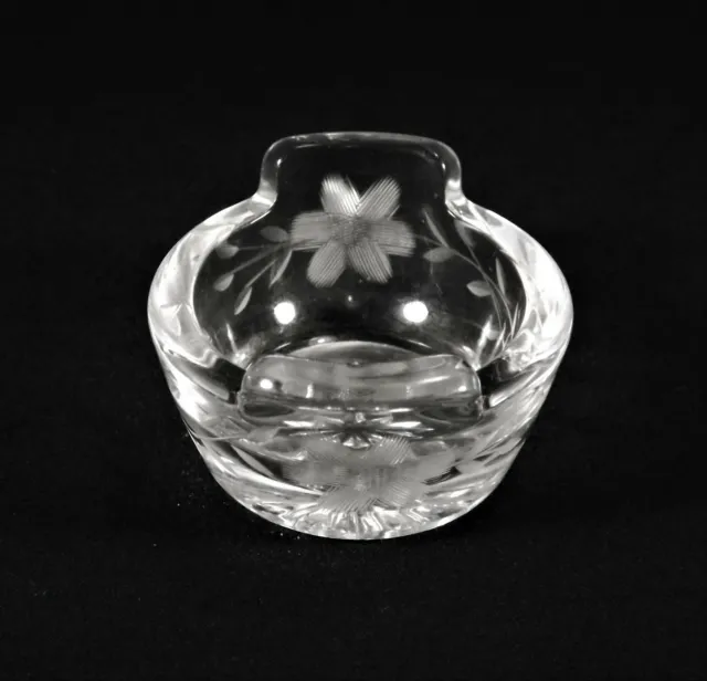 Heisey Individual Salt Dip Dish Etched Floral Marked Diamond & H -3 Available