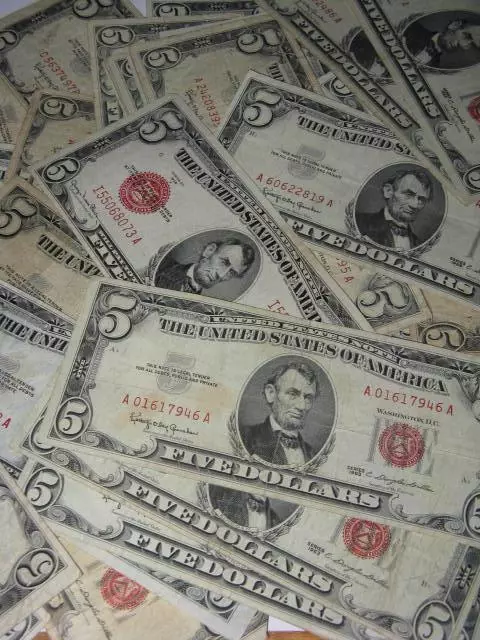 1928 -53-63 $5 Dollar Red Seals ~ $5 Bill G-XF _ Collectible Lot Currency 3