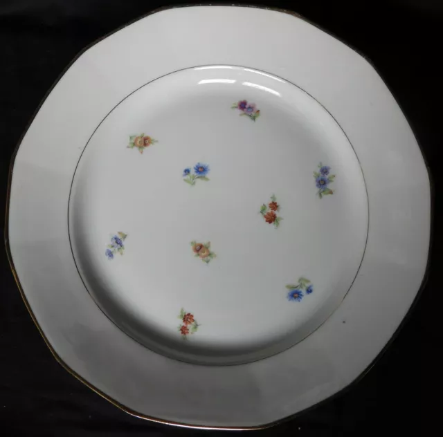 H) Plat rond (n°2) en PORCELAINE DE LIMOGES (petites fleurs..)