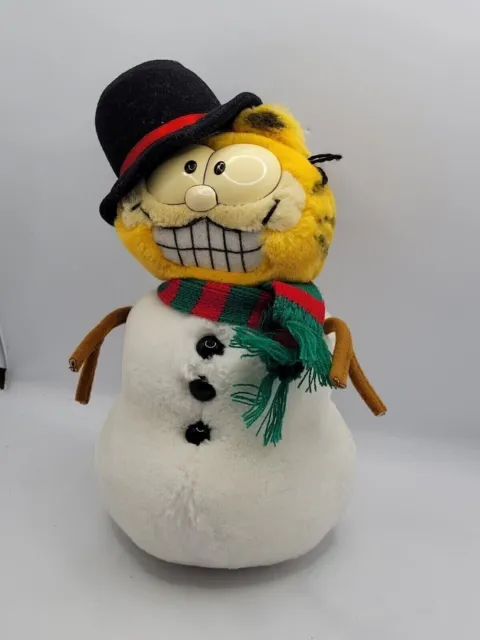 GARFIELD SNOWMAN with hat & scarf 10"PLUSH SOFT TOY TEDDY DAKIN VINTAGE 78/81 2