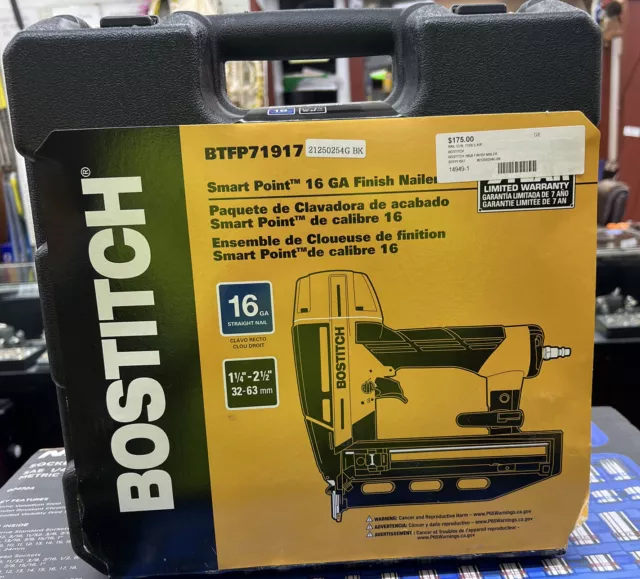 Bostitch Smart Point 16GA Finish Nailer Nail Gun Kit BTFP71917 new in sealed box