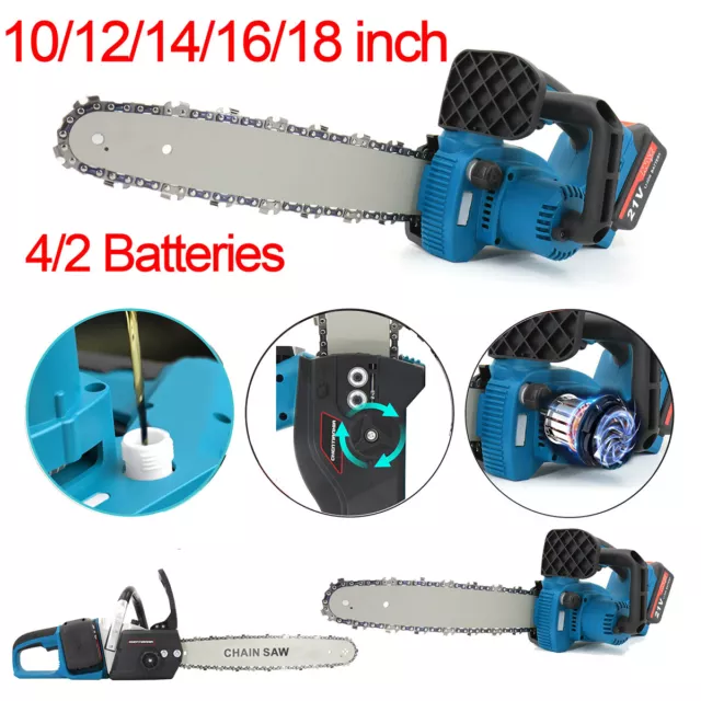 18"-4" Cordless Brushless Chainsaw Powerful Wood Cutter Saw Batteries For Makita