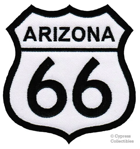 ARIZONA ROUTE 66 EMBROIDERED PATCH - IRON-ON APPLIQUE Highway Road Sign Biker