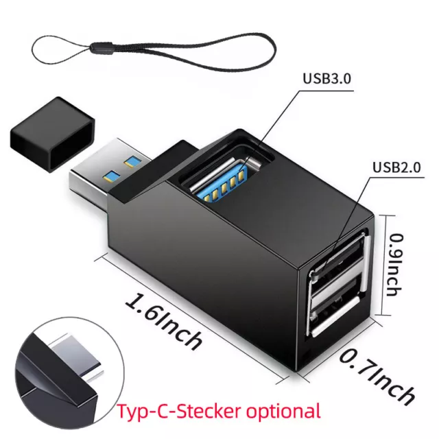 Mini USB 3.0 HUB 3 Port Verteiler Adapter Für Kartenleser PC Notebook Laptop