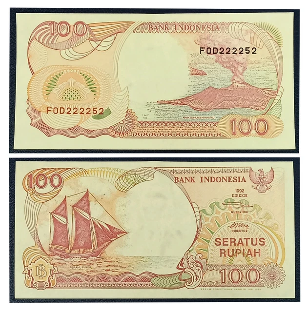 014. Indonesia 100 Rupiah 1992 Almost Solid S/N 222252 aUNC