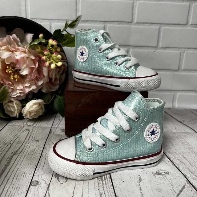 Converse Chuck Taylor All Star Sparkle Hi Top Shoes Sz 5 Toddler Aqua Teal Blue