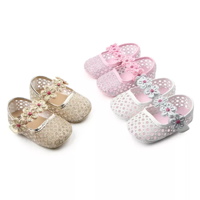 Baby Girls Sparkling Party Shoes in Pink White Gold 3 6 9 12 Months