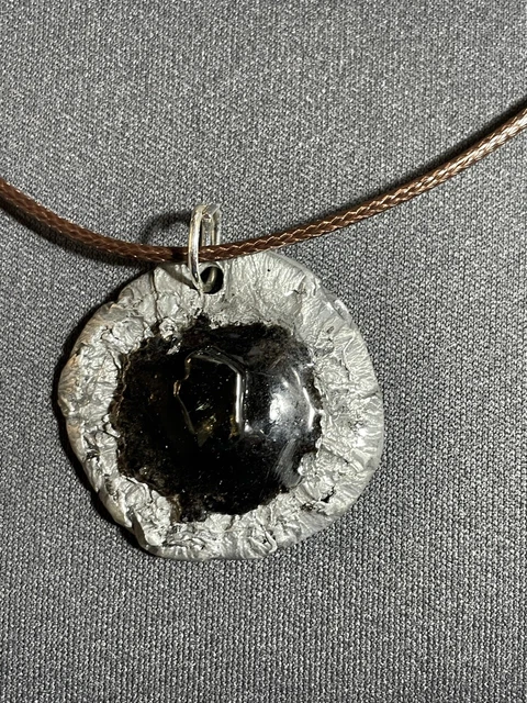 Hand Forged, Black Pendant necklace Jewelry. Recycled  Aluminum & Glass