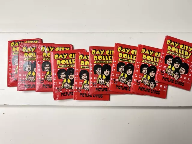 LOT OF 9 1975 Bay City Rollers Topps Trading Card Wax Packs RARE!!! 49 years old