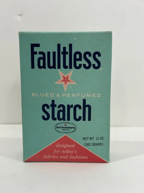 New Vtg Faultless Starch Box Blued Perfumed 12 oz Unopened