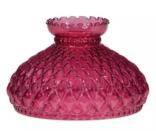 Cranberry Diamond Quilted 10" Glass Student Lamp Shade Desk Table Library Wall
