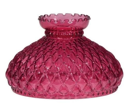 Cranberry Diamond Quilted 10" Glass Student Lamp Shade Desk Table Library Wall