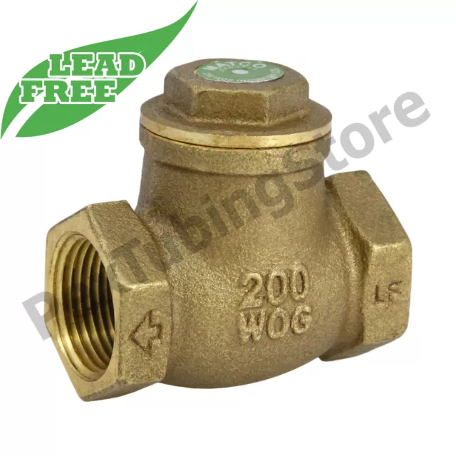 1/2" Threaded (IPS) Brass Swing Check Valve, LEAD-FREE