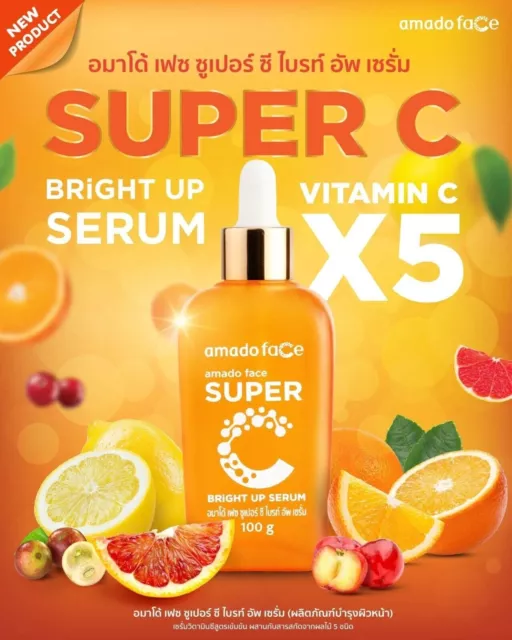 Extractos de frutas de suero facial brillante Amado Super C reducen el acné manchas oscuras 100 ml x3 3