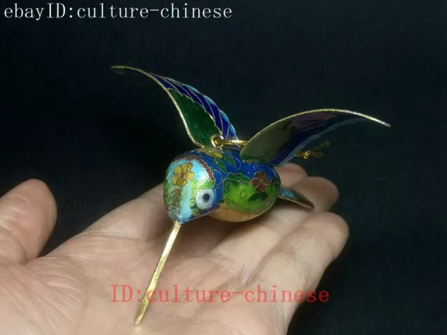 Chinese Asian cloisonne handmade hummingbird bird figurine statue pendant Gift 2