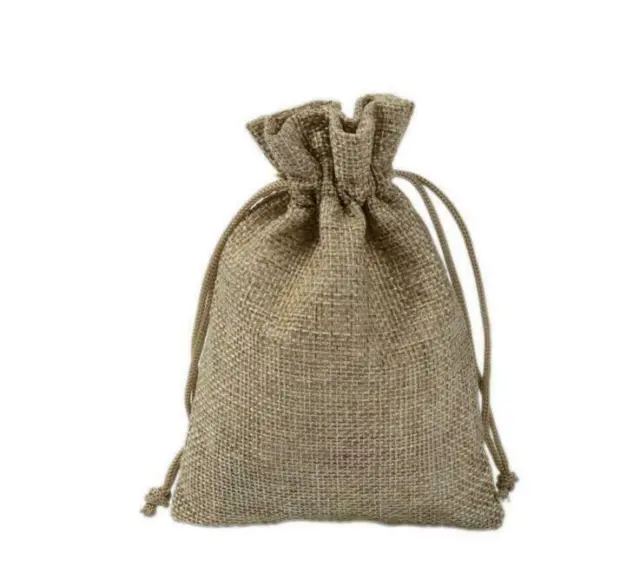 Natural Linen Drawstring Bags Pouch Sack Cloth Burlap Jewelry Jute Sack Gift Bag