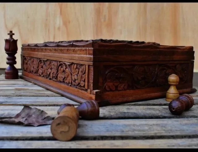 Antique wooden walnut jewellery box,chest Box