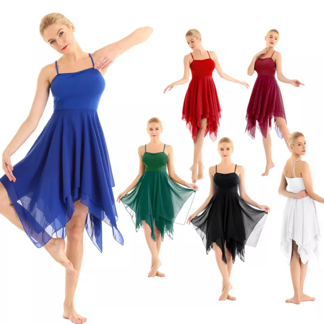 Women's Lyrical Contemporary Dance Dress Asymmetrical High-Low Skirt Dancewear