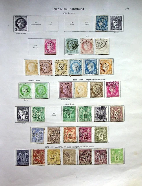 FRANCE: 1870-1903 Examples - Ex-Old Time Collection - 2 Sides Page (54919)