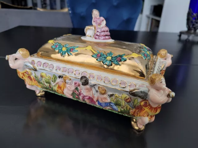 Antique Large Richard Ginori Capodimonte Lidded Dish