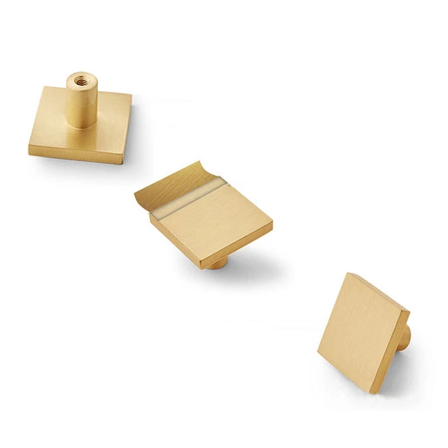 Square Cabinet Knob Brass Drawer Cupboard Door Handle Dresser Pull Home Hardware 2