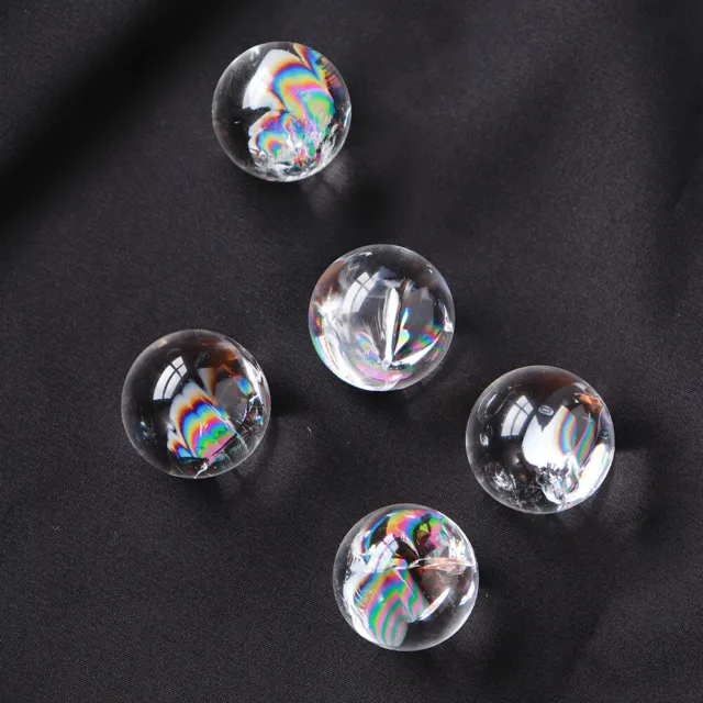 1pc Natural Rainbow Cracked White Clear Quartz Crystal Sphere Ball Reiki Healing