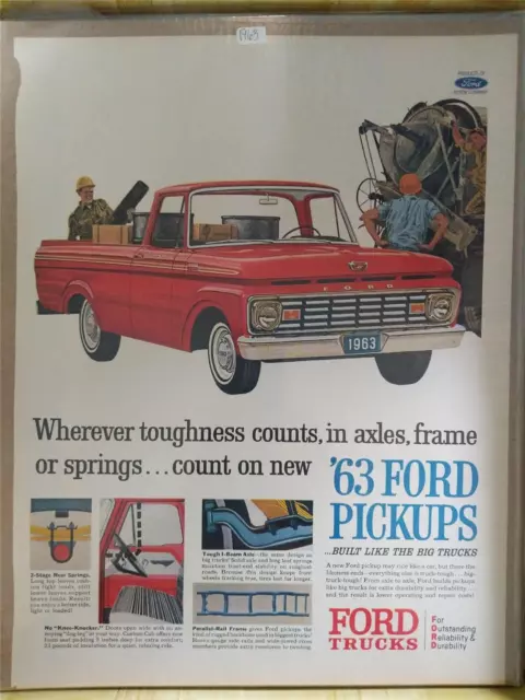 Vintage Original 1963 FORD  PICKUP TRUCK Full Color Magazine Ad