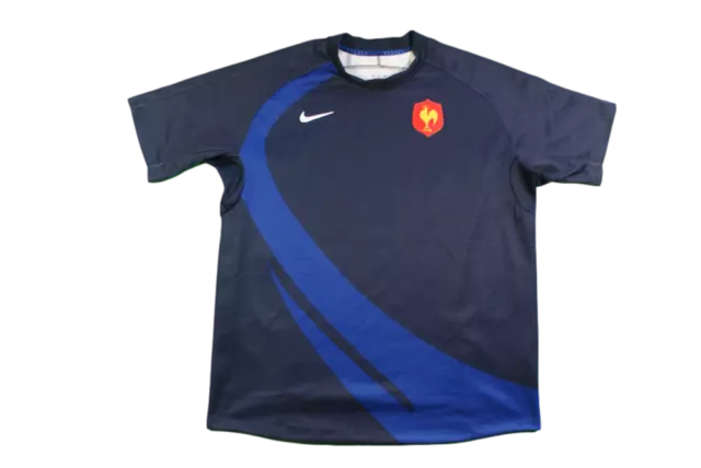 Maillot rugby rétro équipe de France bleu manches courtes