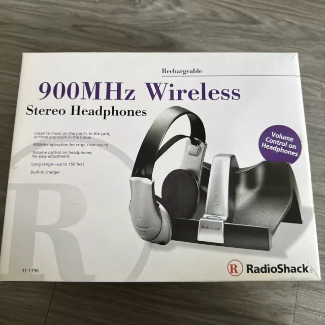 Radio Shack 900MHZ Wireless Stereo Rechargeable Headphones 33-1196