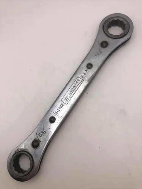 Williams RB-2022 Double Head 12 pt Box End Ratchet Wrench 5/8" x 11/16" USA