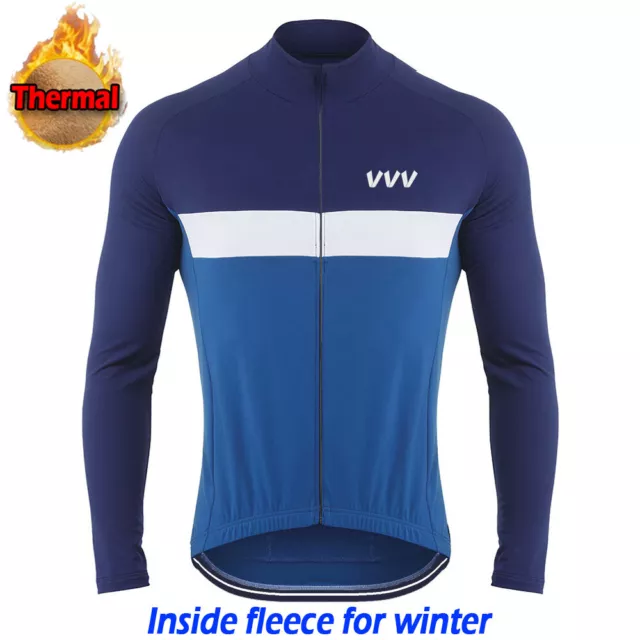 Cycling Jersey Long MTB Bike Winter Warm Fleece Shirt Thermal Jacket Sports Coat