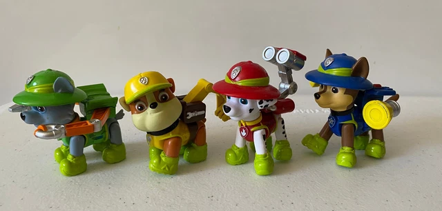 Paw Patrol 4PCS 8cm Movable Action Figure Toys Marshal, Rider, Rubble & Rocky