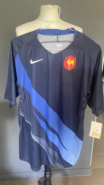 Maillot Rugby Équipe De France Vintage Années 90 - Training Porté, Taille XL