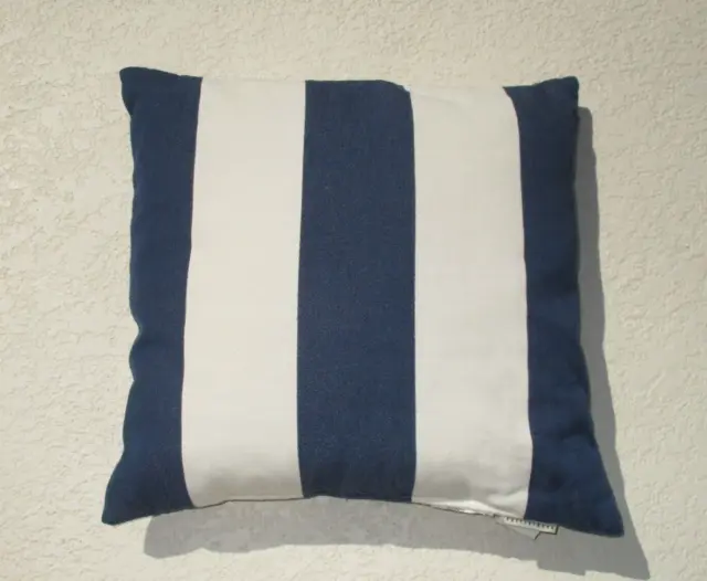 Pottery Barn Sunbrella Outdoor Awning Classic Stripe 20" Pillow Blue